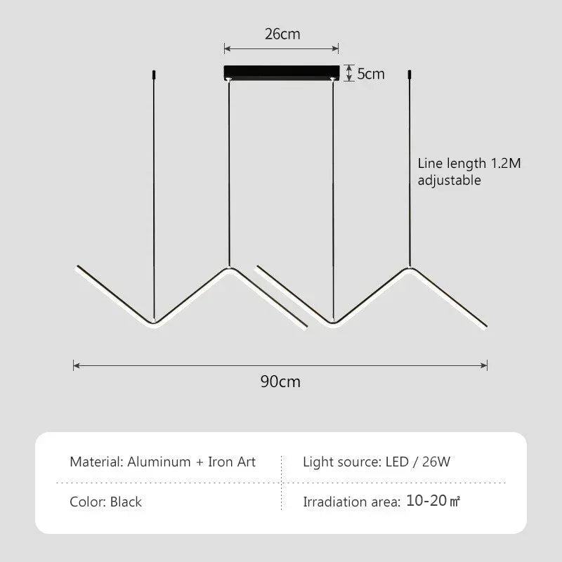 Moderne LED Hanglamp – Nordic Gouden Kroonluchter voor Keuken, Eetkamer en Restaurant, Z-Vormig Ontwerp met Afstandsbediening