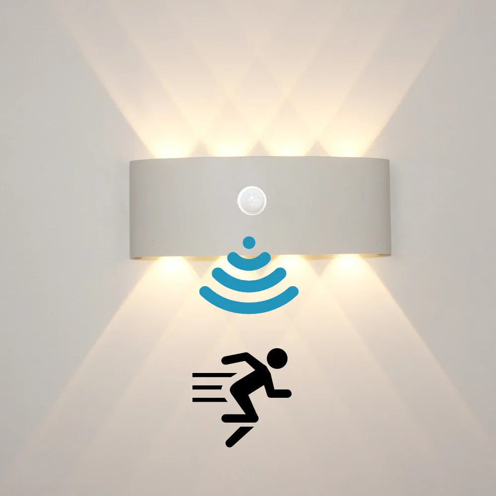 Lichaamsbewegingssensor Wandlamp Waterdicht Buitenshuis LED Wandlamp Op Neer Glanzende Lampen Tuin Yard Inductie Gang Wandlamp