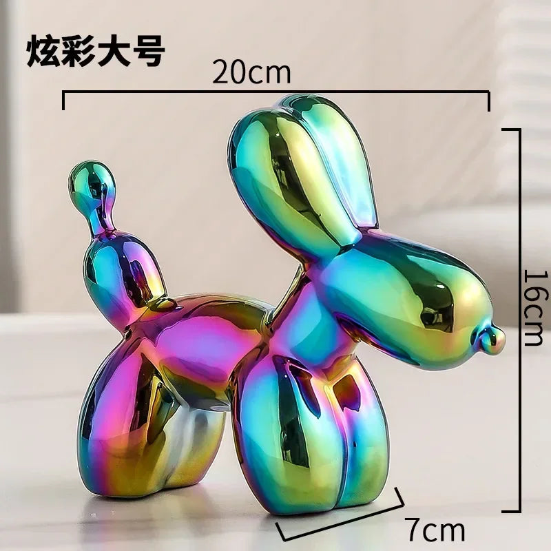Noordse Keramische Ballon Hond Sculptuur Gouden Dieren Decoraties Beeld Sieraden Voor de Woonkamer Creatieve Desktop Ornament Huisdecoratie