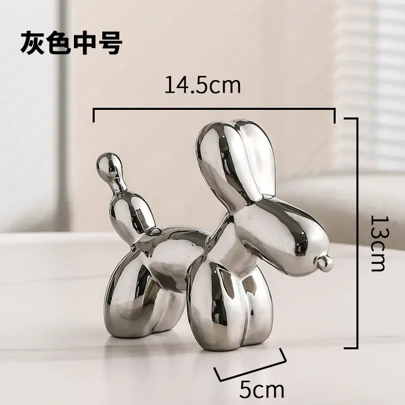Noordse Keramische Ballon Hond Sculptuur Gouden Dieren Decoraties Beeld Sieraden Voor de Woonkamer Creatieve Desktop Ornament Huisdecoratie