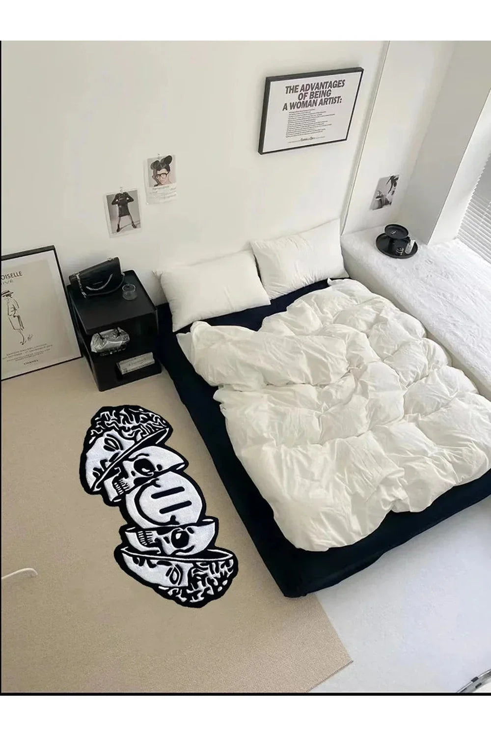 Skull Zwarte Vloerkleed