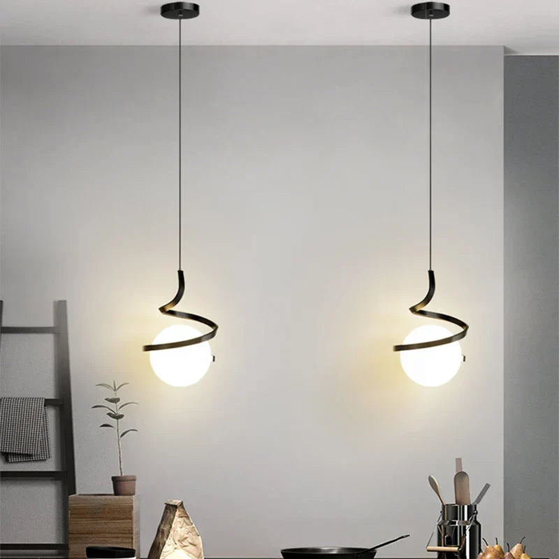 Nordic Glass LED Hanglamp – 3-Kleur Temperatuur, 1-Weg Hanglamp voor Eetkamer, Slaapkamer en Woonkamer Decor (5-10 m² Dekking)