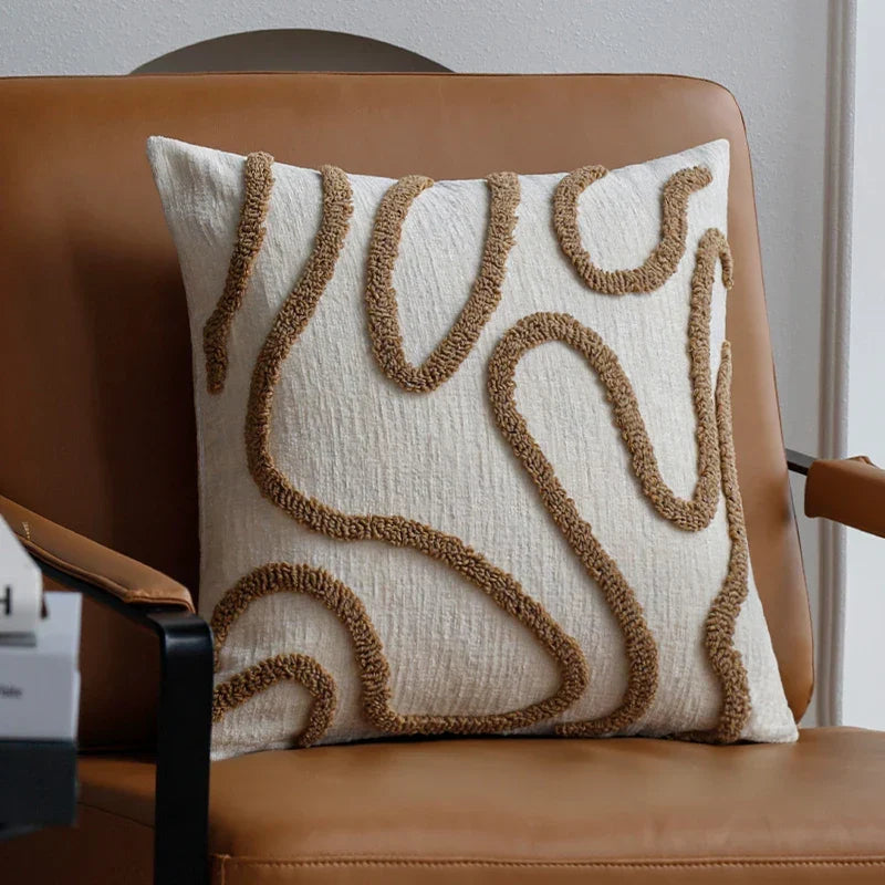 Boho Chenille Kussen met Zachte Geometrische Lijnen voor Sofa en Woonkamer