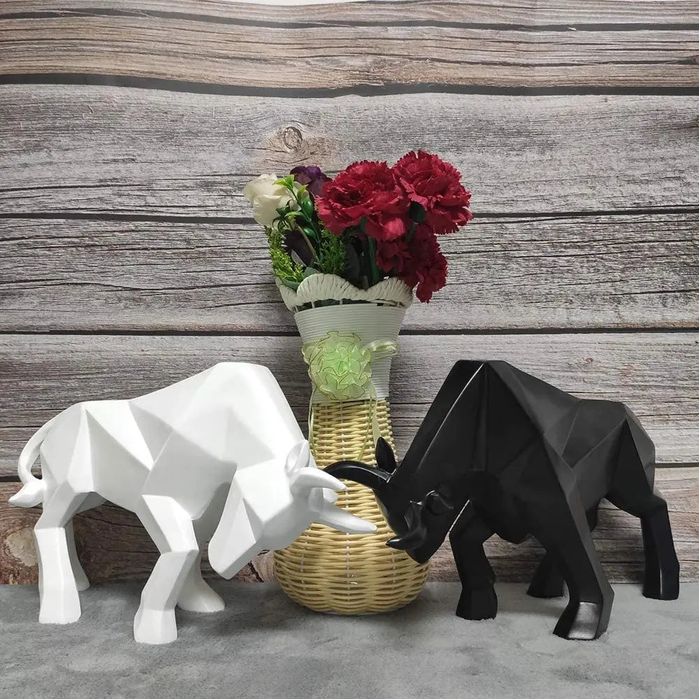 YuryFvna Moderne Geometrische Stier Standbeeld, Ornament, Café, Stier Sculpturen, Dier Figuren, Abstracte Hotel Woondecoratie