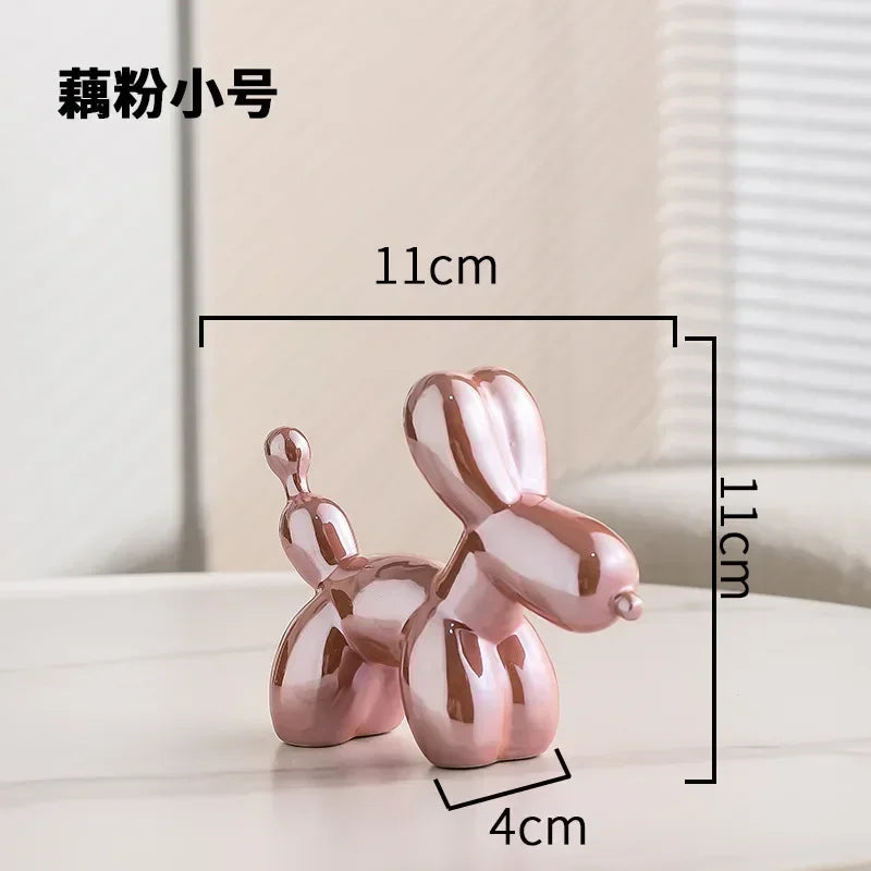 Noordse Keramische Ballon Hond Sculptuur Gouden Dieren Decoraties Beeld Sieraden Voor de Woonkamer Creatieve Desktop Ornament Huisdecoratie