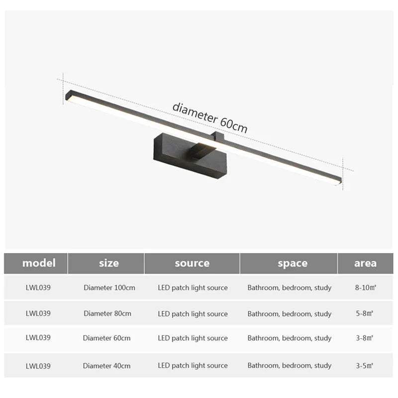 Moderne LED Wandlamp voor Badkamer - 3-Kleur Verstelbare Licht Aluminium LED Spiegel Lamp voor Make-up en Baddertijd