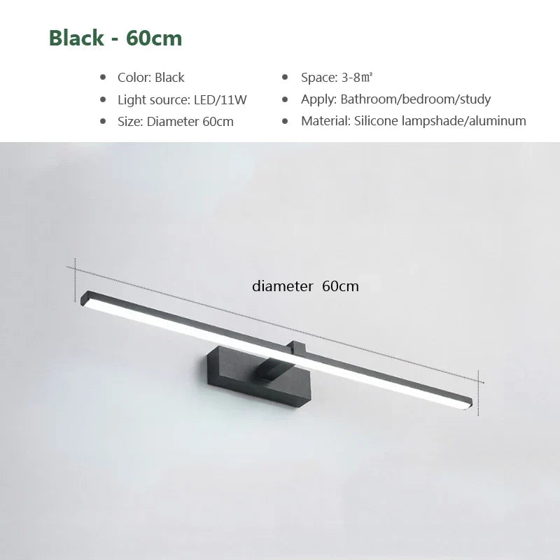 Moderne LED Wandlamp voor Badkamer - 3-Kleur Verstelbare Licht Aluminium LED Spiegel Lamp voor Make-up en Baddertijd