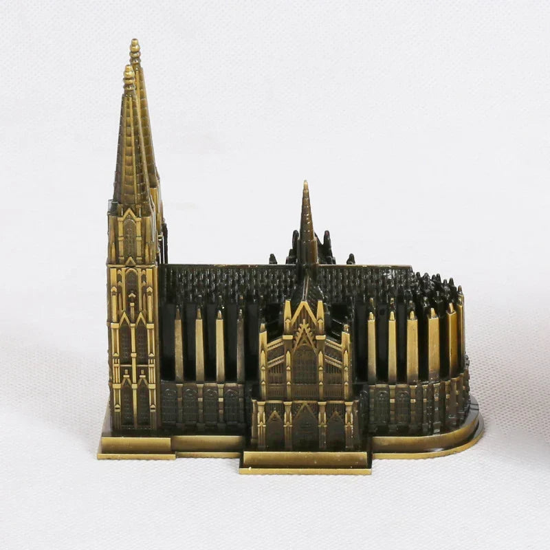 Kölner Dom Model Metaal Antiek Brons Duitsland Kölner Dom Gebouw Figuren Wereldberoemde Bezienswaardigheid Architectuur Decoratie
