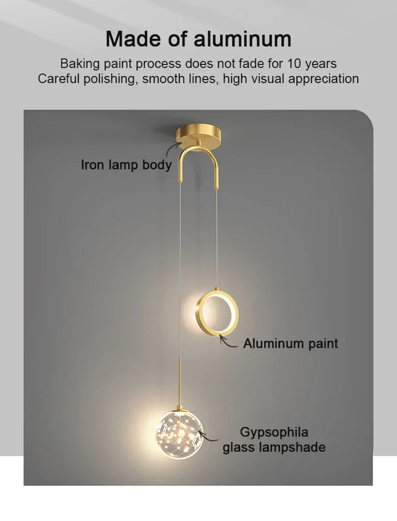 Moderne LED Hanglamp – 2-Weg Binnen Hanglamp voor Woonkamer, Slaapkamer, Eettafel met Aanpasbare 3 Lichtkleuren