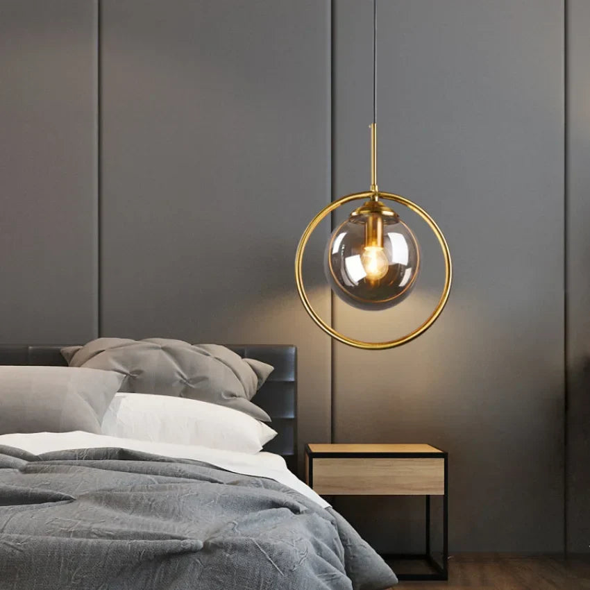 Moderne Glazen Hanglampen voor Slaapkamer Bedlamp Badkamer Hanglamp Plafond Kroonluchters Hotel Restaurant Decoratie Ring