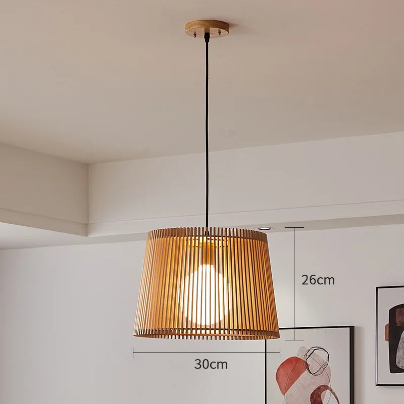 Moderne Japanse Vogelkooi Hanglamp – Houten Emmer Chandelier voor Woonkamer, Slaapkamer en Bar Decor