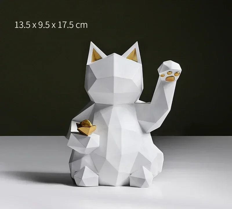 Noordse Minimalisme Geometrische Gelukkige Kat Beelden