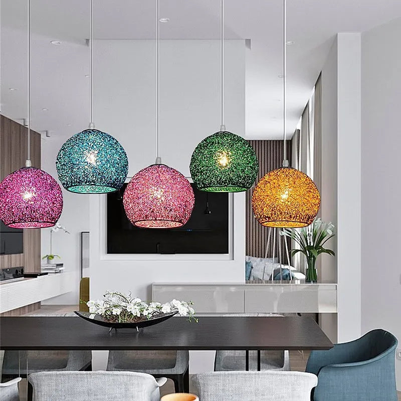Moderne Kleurrijke Ronde Hanglamp – E27 LED Hanglamp voor Slaapkamer, Woonkamer, Café en Restaurant