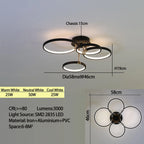 Moderne Dimbare LED Plafondlamp – 4/6 Ring Kroonluchter met Afstandsbediening, Verstelbare Kleurtemperatuur voor Woonkamer, Slaapkamer en Eetkamer