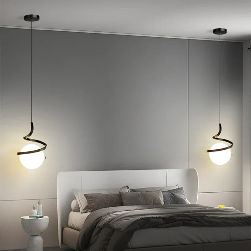 Nordic Glass LED Hanglamp – 3-Kleur Temperatuur, 1-Weg Hanglamp voor Eetkamer, Slaapkamer en Woonkamer Decor (5-10 m² Dekking)