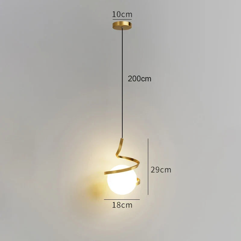 Nordic Glass LED Hanglamp – 3-Kleur Temperatuur, 1-Weg Hanglamp voor Eetkamer, Slaapkamer en Woonkamer Decor (5-10 m² Dekking)