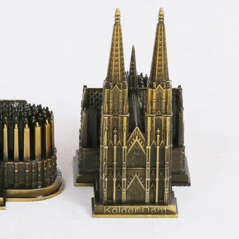 Kölner Dom Model Metaal Antiek Brons Duitsland Kölner Dom Gebouw Figuren Wereldberoemde Bezienswaardigheid Architectuur Decoratie