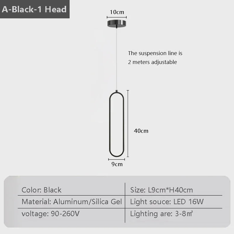 Moderne LED Hanglamp – Zwarte en Gouden Hanglamp voor Slaapkamer, Woonkamer en Eetkamer Decor
