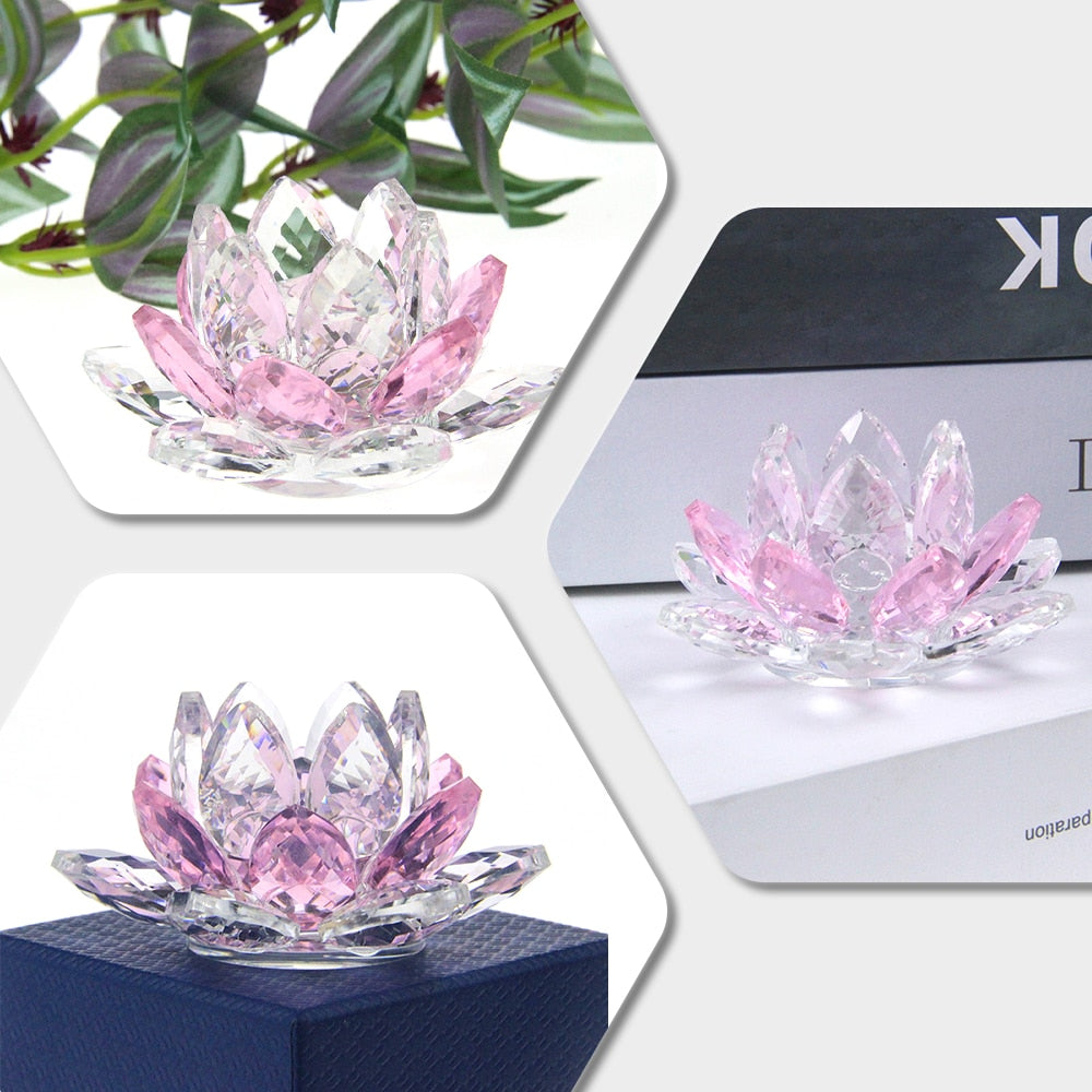 Kristal Lotus Bloem Ambacht Glas Papiergewicht Huis Decoratie Ornamenten Figuren Huis Bruiloft Feest Decoratie Cadeaus Souvenir
