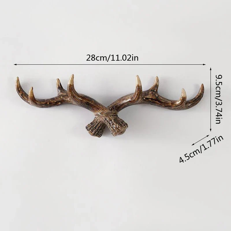 Noordse Vintage Hertenbock Decoratieve Haakjes Wanddecoratie Kleding en Hoeden Haken Hoge Kwaliteit Woondecoratie Hertenbock Hars Standbeeld Ambacht