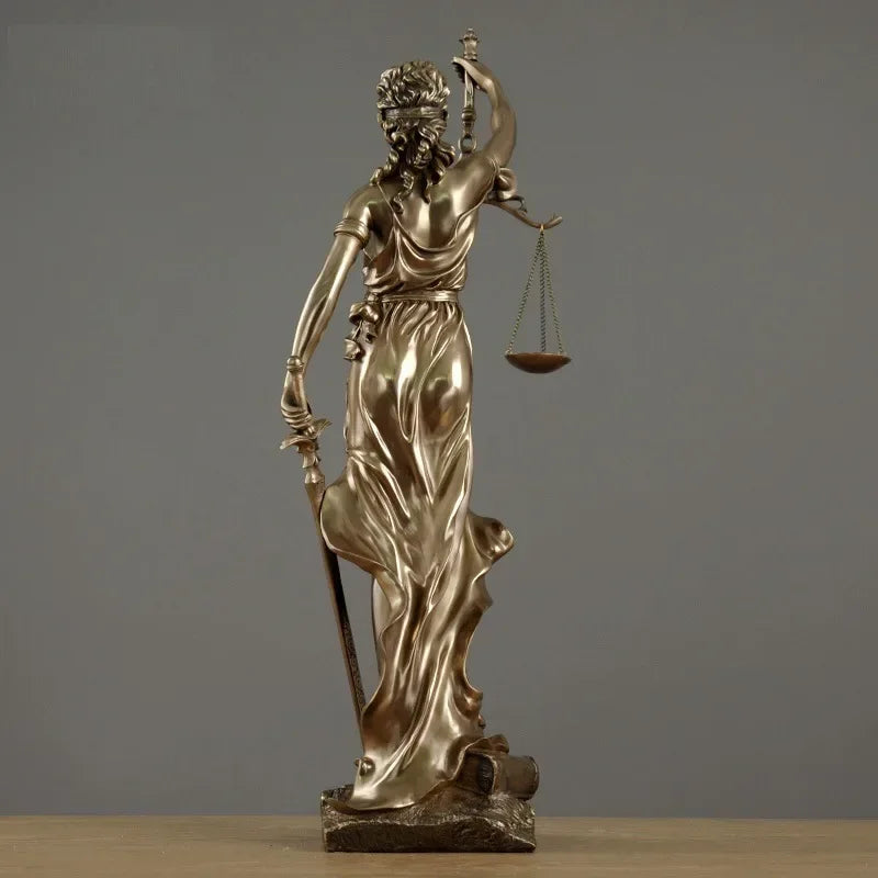 ERMAKOVA Europese antieke bronzen Griekse godin van de gerechtigheid standbeeld Fair Angels hars sculptuur ornamenten bureau thuis decoratie cadeau