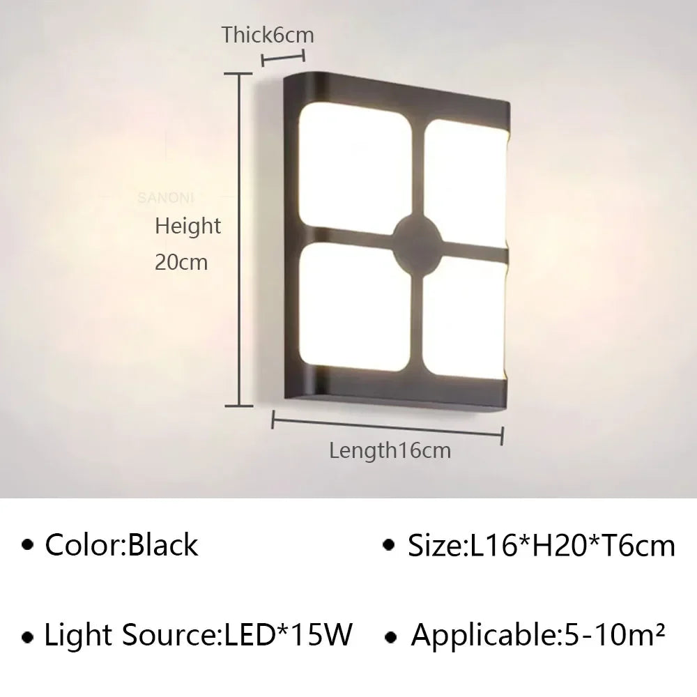Moderne LED Buiten Wandlamp – Waterdichte Tuinwandlamp, Wandverlichting voor Gang, Balkon en Ingang Decor