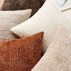 Chenille Kussen met Bamboe Textuur in Effen Kleur voor Bank en Slaapkamer