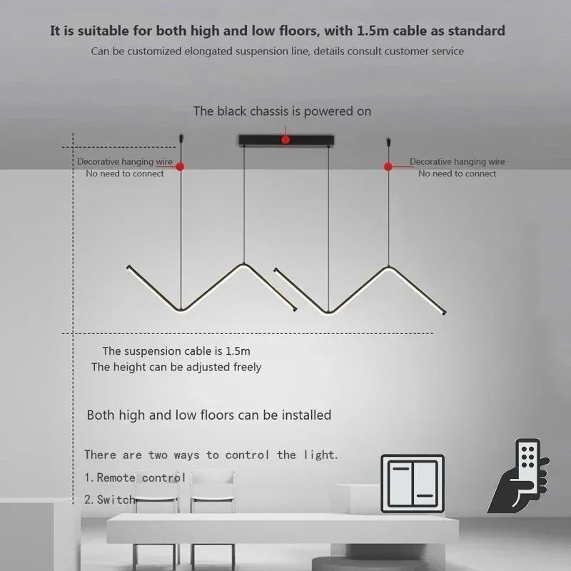Moderne LED Hanglamp – Slimme Afstandsbediening met Verstelbare Helderheid & Kleurtemperatuur voor Eetkamer, Woonkamer en Slaapkamer