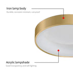 Moderne LED Plafondlamp – Dimbare Gouden Opbouwlamp voor Master Bedroom, Studie, Balkon en Gang