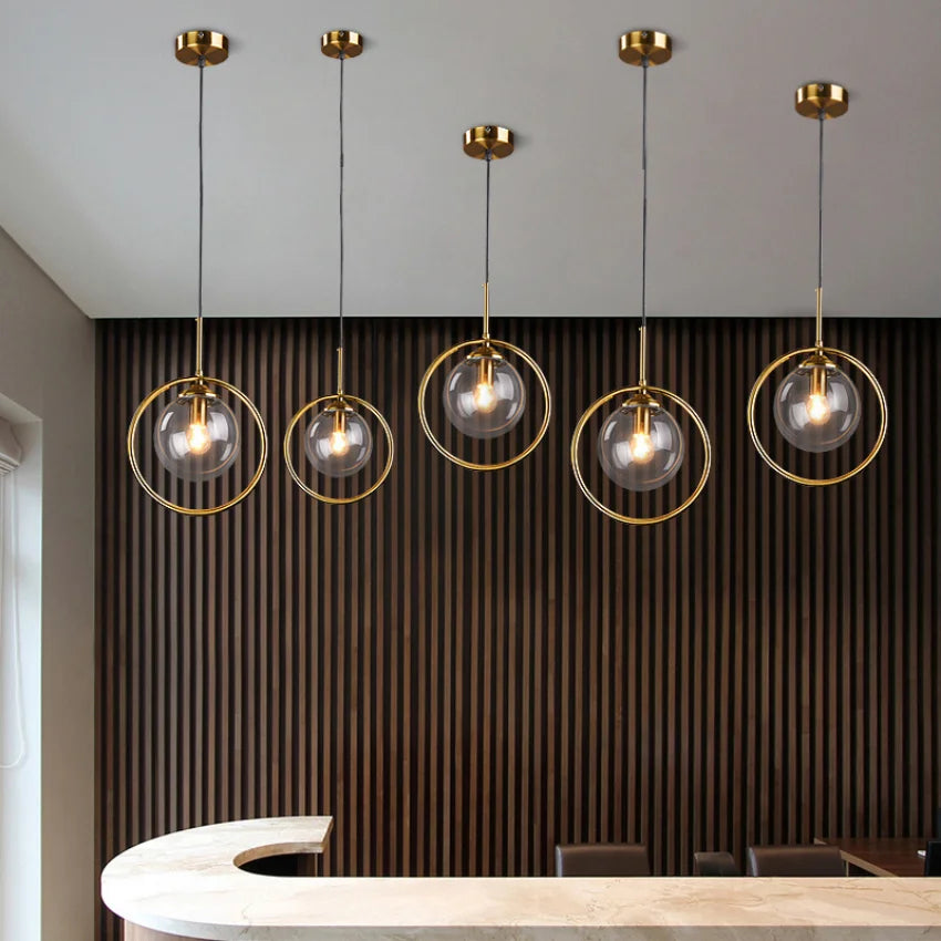 Moderne Glazen Hanglampen voor Slaapkamer Bedlamp Badkamer Hanglamp Plafond Kroonluchters Hotel Restaurant Decoratie Ring
