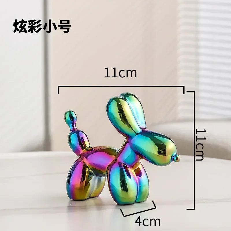 Noordse Keramische Ballon Hond Sculptuur Gouden Dieren Decoraties Beeld Sieraden Voor de Woonkamer Creatieve Desktop Ornament Huisdecoratie