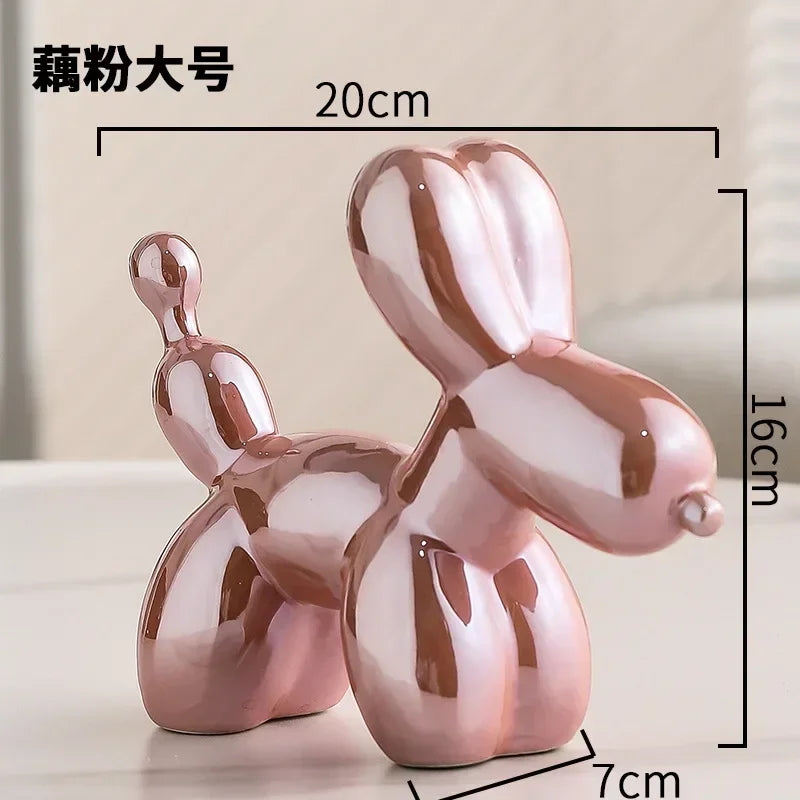 Noordse Keramische Ballon Hond Sculptuur Gouden Dieren Decoraties Beeld Sieraden Voor de Woonkamer Creatieve Desktop Ornament Huisdecoratie
