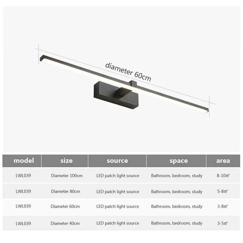 Moderne LED Wandlamp - Driekleurige Badkamer Wandlamp met Aluminium Afwerking voor Spiegel, Bad en Huisdecor