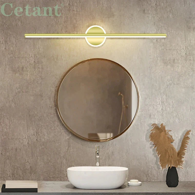 Troscana | LED Wandlamp LineaLux | Zwart & Goud | 40/60/80 cm | Warm, Koud & Driekleurig Licht | Moderne Spiegel & Wandverlichting