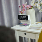 Creatieve 3-in-1 Bedlamp Draadloze Oplading LCD Scherm Alarmklok Draadloze Telefoon Oplader