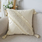 Decorative Cushion with Texture Pattern and Fringe