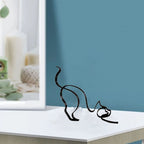 Tier Kunst Eisen Skulptur Retro Metall zwarte lijnen kat hond bureau ornament