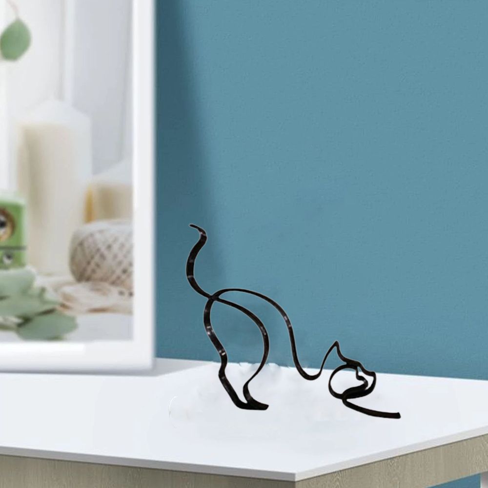 Tier Kunst Eisen Skulptur Retro Metall zwarte lijnen kat hond bureau ornament