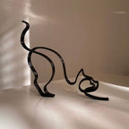 Tier Kunst Eisen Skulptur Retro Metall zwarte lijnen kat hond bureau ornament