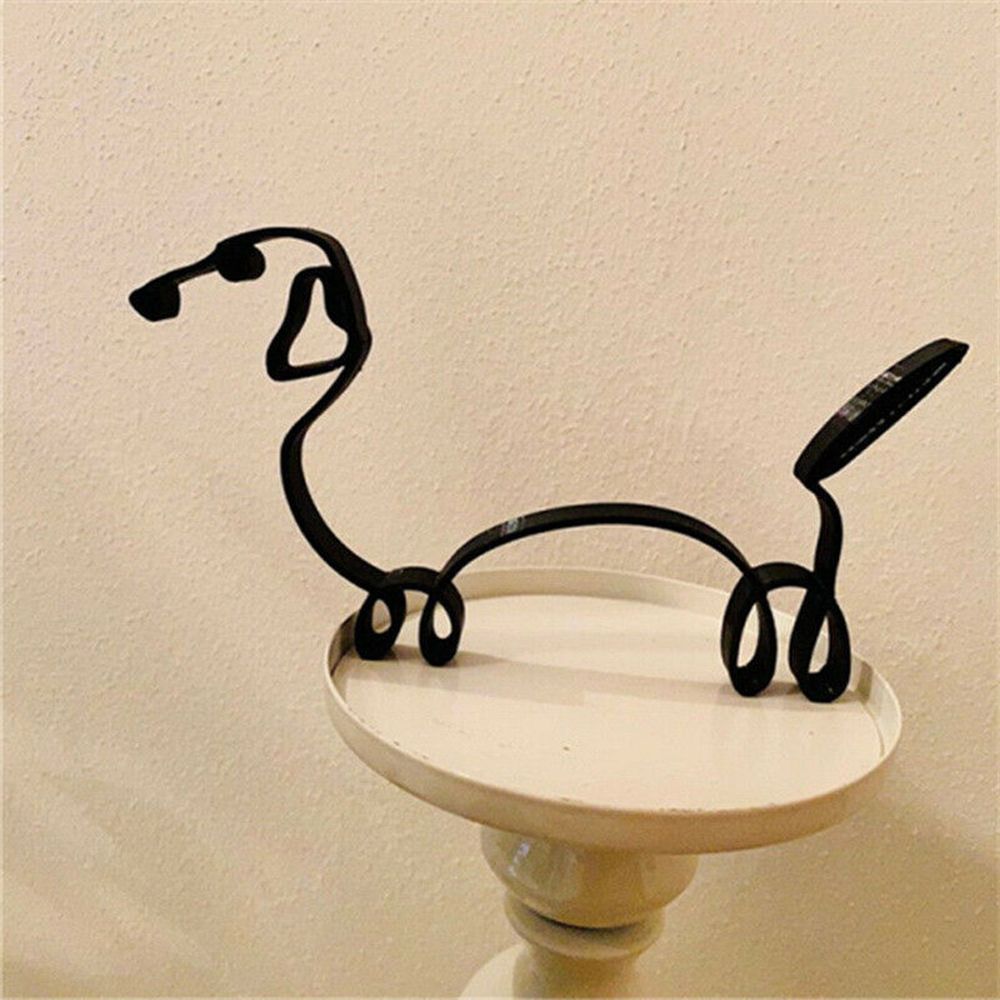 Tier Kunst Eisen Skulptur Retro Metall zwarte lijnen kat hond bureau ornament