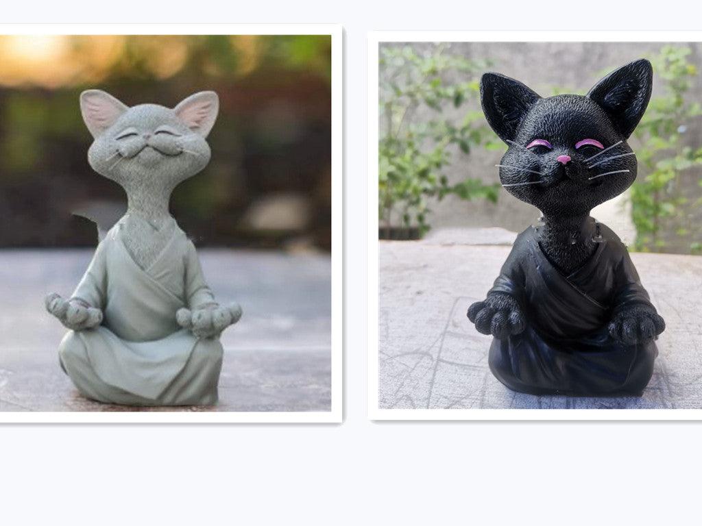 Speelse Zwarte Boeddha Kat Figuur Meditatie Yoga Verzamelen Blije Kat Decor Thuis Tuin Decoratie Tuin Ornament