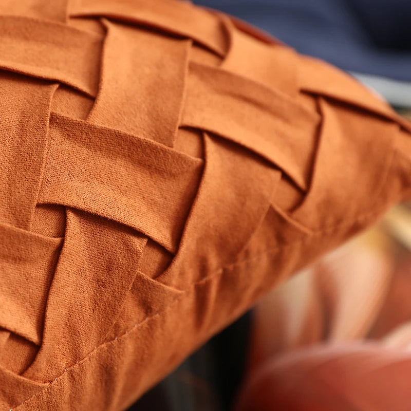 Effen Geel, Bruin en Donkerrood Faux Suede Kussenhoes