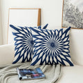Blauwe Geborduurde Decoratieve Kussen met Ornamentenpatroon