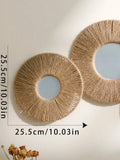 Troscana | Ronde decoratieve wandspiegel in boho stijl met geweven henneptouw