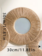 Troscana | Ronde decoratieve wandspiegel in boho stijl met geweven henneptouw