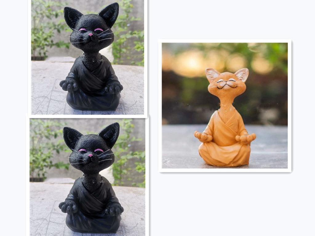 Speelse Zwarte Boeddha Kat Figuur Meditatie Yoga Verzamelen Blije Kat Decor Thuis Tuin Decoratie Tuin Ornament