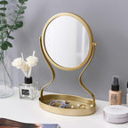 Creatieve Metalen Make-up Spiegel met Multifunctionele Sieradenopslag
