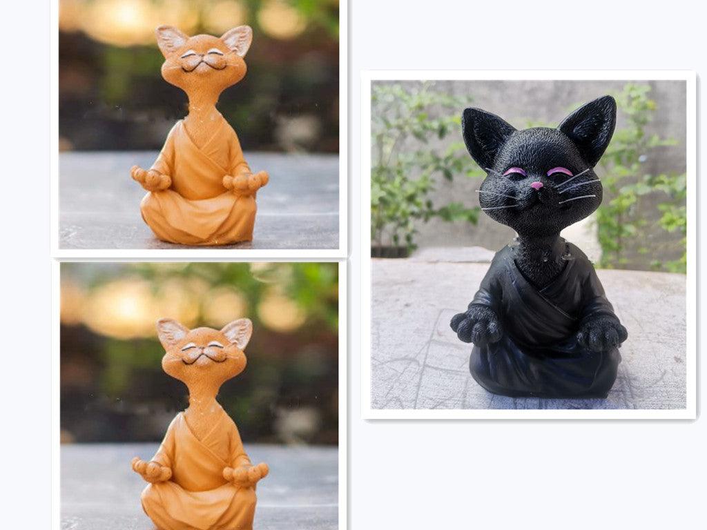 Speelse Zwarte Boeddha Kat Figuur Meditatie Yoga Verzamelen Blije Kat Decor Thuis Tuin Decoratie Tuin Ornament