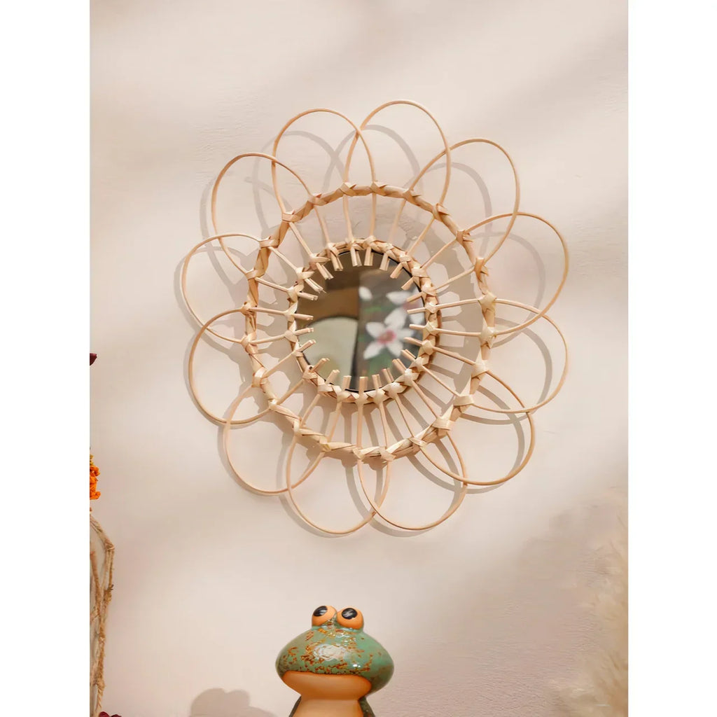 Troscana | Handgemaakte Rattan Decoratieve Wandspiegel