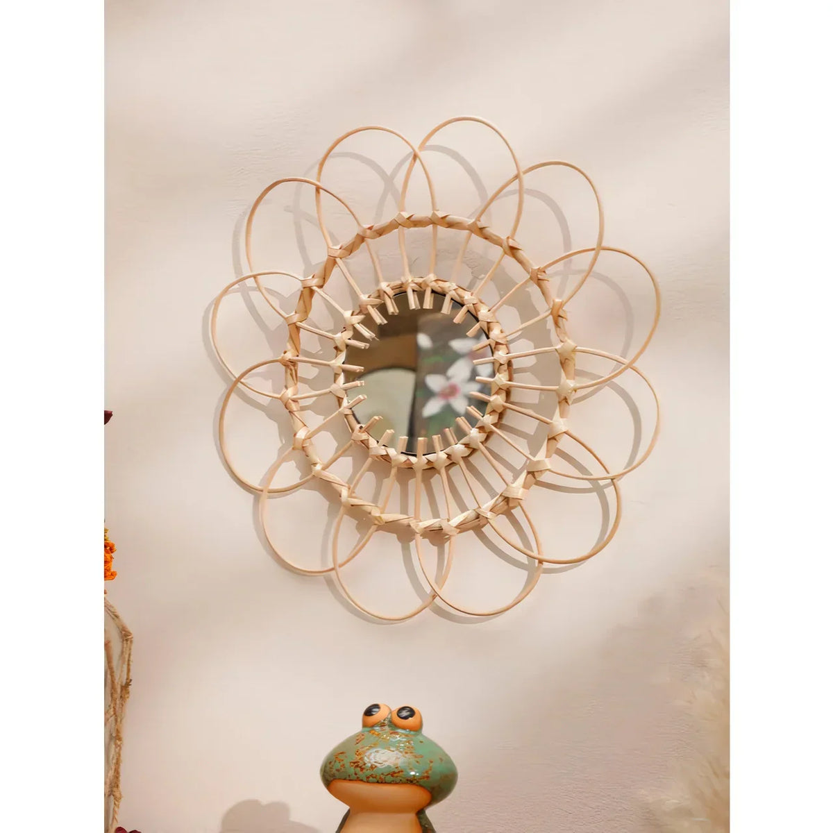 Handgemaakte Rattan Decoratieve Wandspiegel
